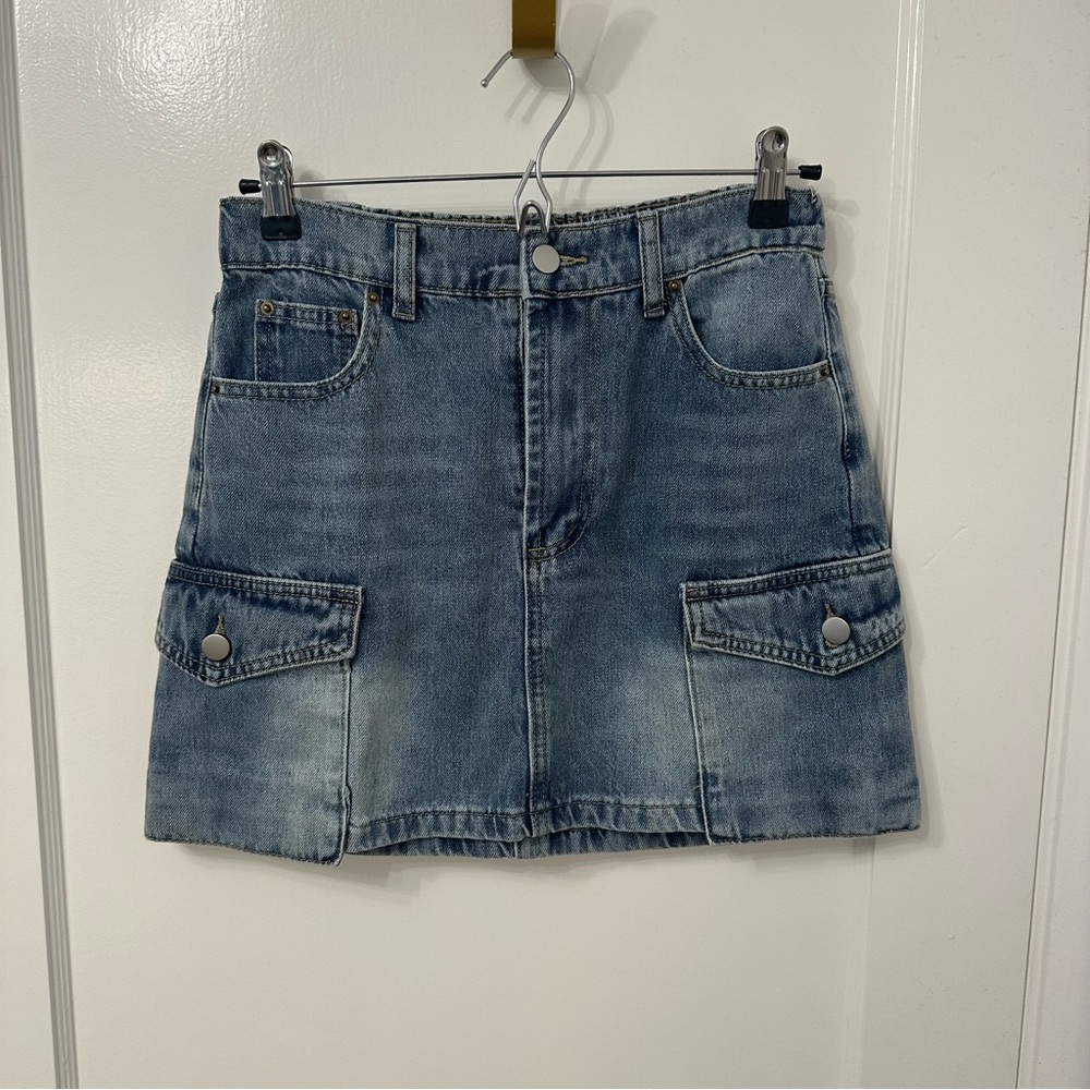 Lavender J Denim Cargo Mini Skirt | Size M | Soft Stretchy Waistband